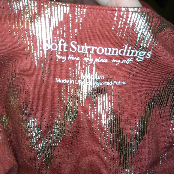 Soft Surroundings Coral & Sparkly Gold Chevron Patterned Alessandra Maxi Dress - Picture 8 of 11